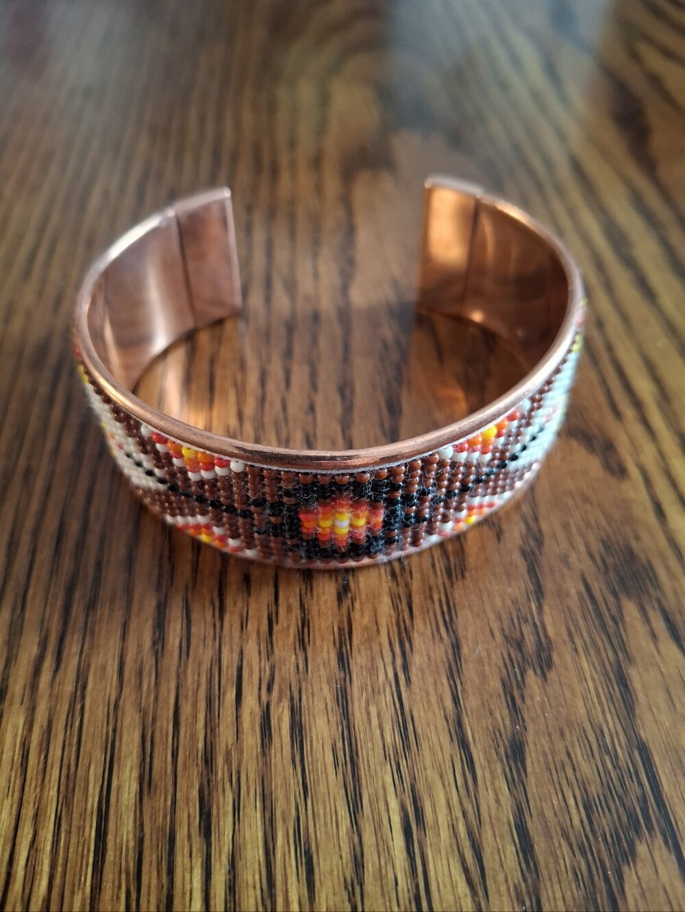 Cuff Copper Beaded Native Design - Picture 2 of 4